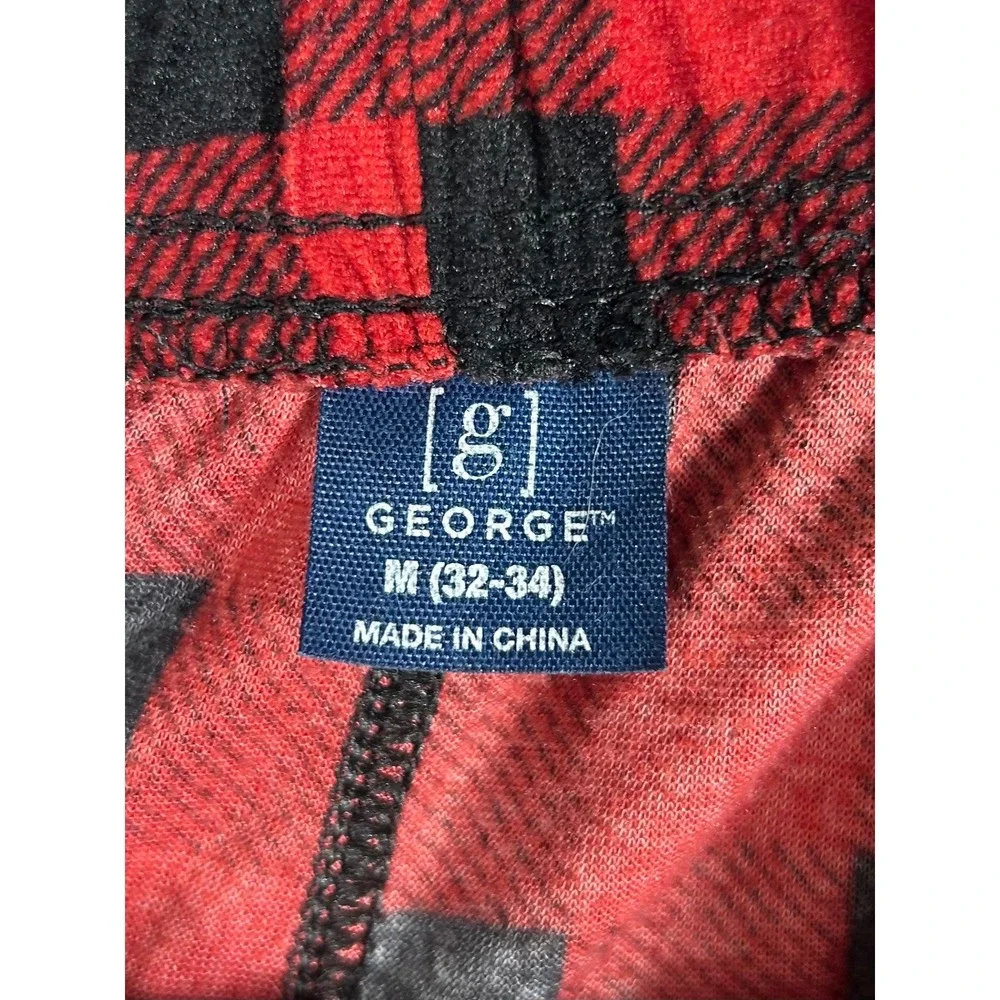George Mens Buffalo Plaid Pajama Pants Red Black M 32-34 GE32100030853
